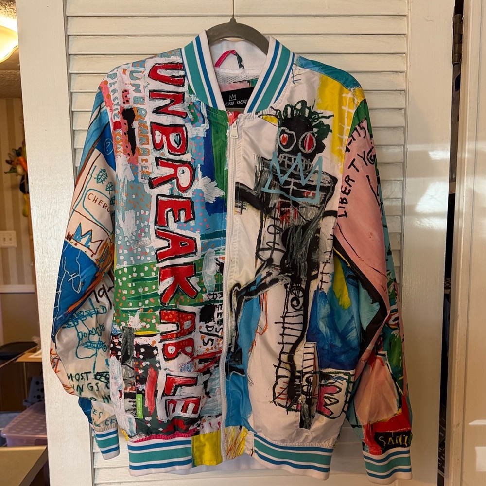 Members Only Jean Michel Basquiat Multicolor Graphic Windbreaker